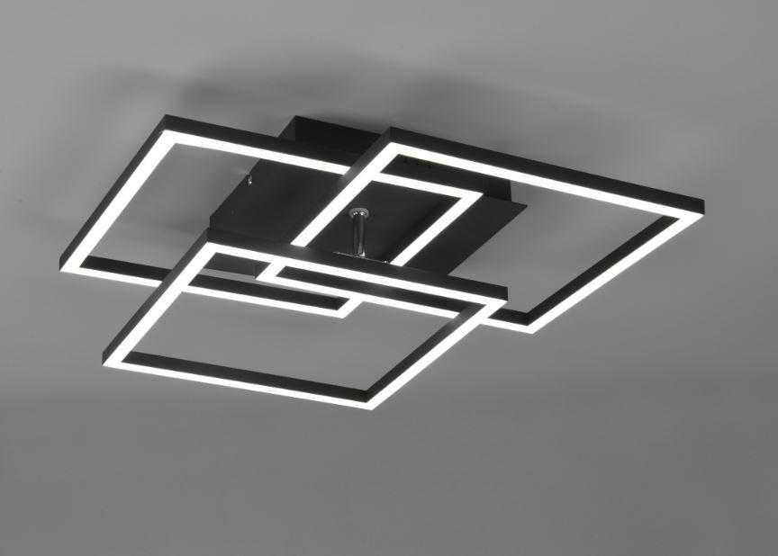 TRIO LIGHTING PLAFONIERA LED MOBILE 3 QUADRATI ORIENTABILI CON TELECOMANDO MULTIFUNZIONE 28W 2700-6000K NERO OPACO R62883132