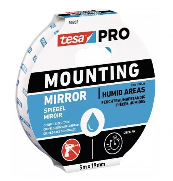Tesa Mounting Pro doppelseitiges Klebeband 66952-00004-00 - für Spiegel 5 Meter mal 19 mm  