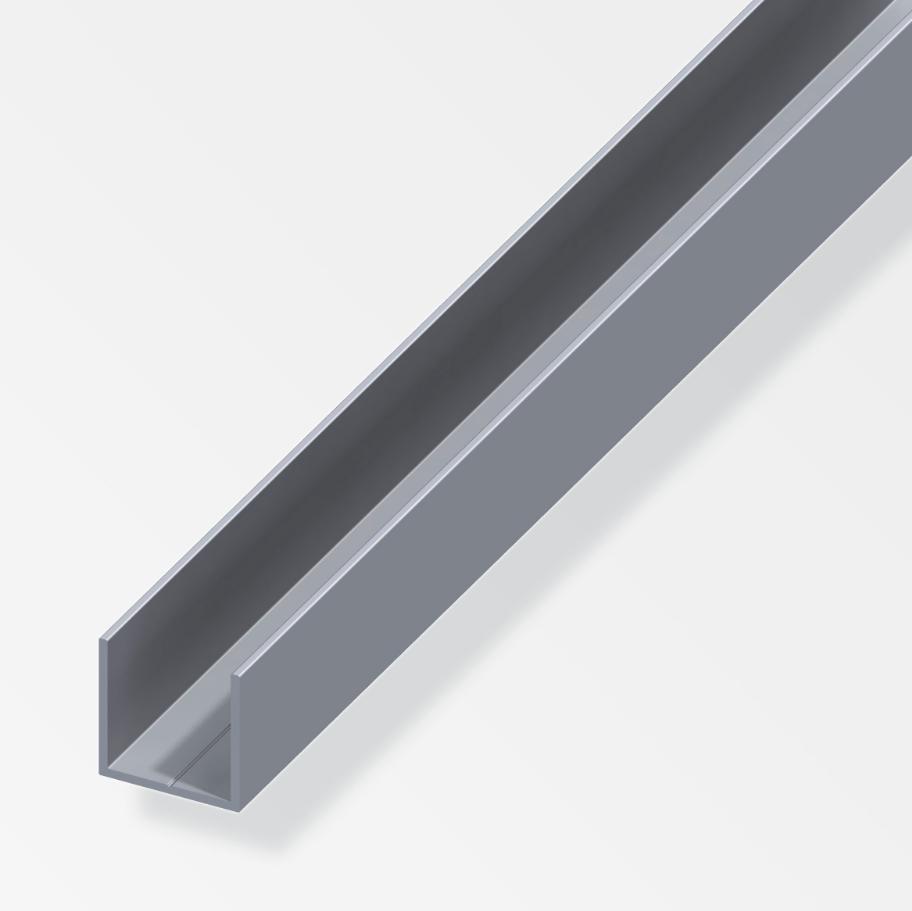 Profilo quadrato a U Alfer Aluminium 15.5x1.5mm lunghezza 2.5m naturale - 25426 01