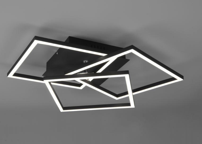 TRIO LIGHTING PLAFONIERA LED MOBILE 3 QUADRATI ORIENTABILI CON TELECOMANDO MULTIFUNZIONE 28W 2700-6000K NERO OPACO R62883132