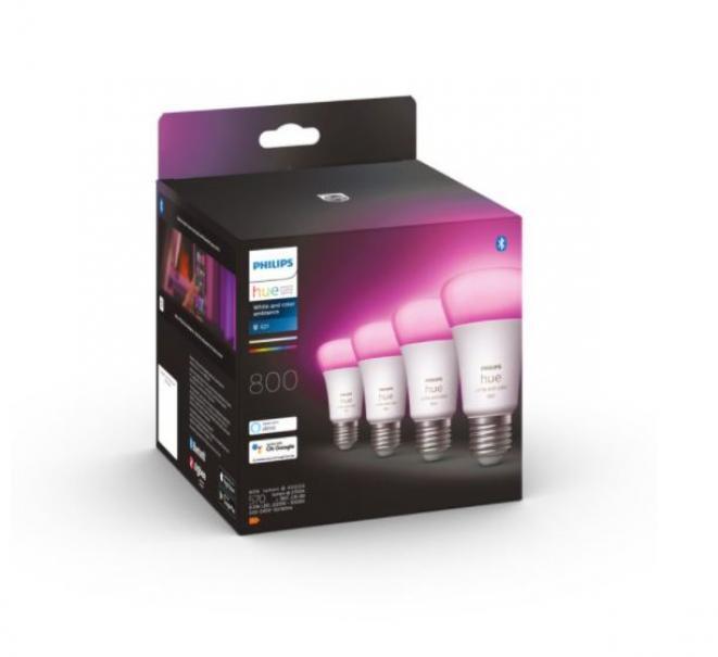PHILIPS HUE 4 AMPOULES E27 6.5W A60 HUE WHITE AND COLOUR AMBIANCE 929002489604 32840200 PHILIPS HUE 4 AMPOULES E27 6.5W A60 HUE WHITE AND COLOUR AMBIANCE 929002489604 32840200