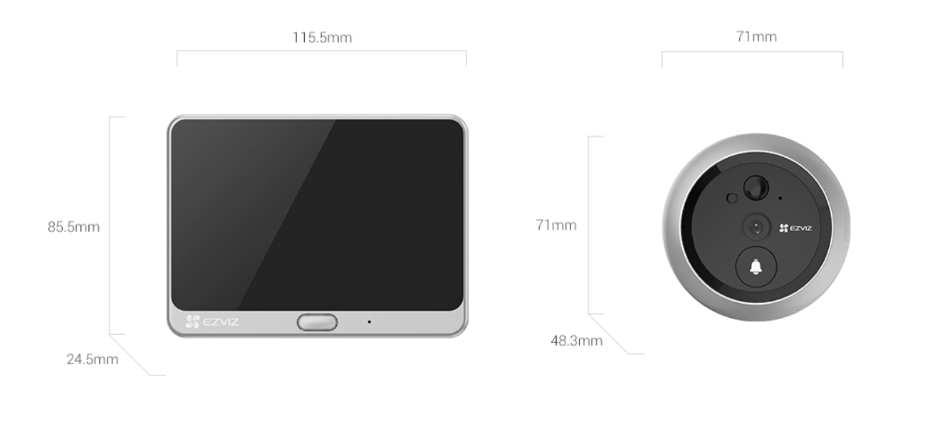 Videoteléfono con mirilla Ezviz max 2.2W plata - 318500151