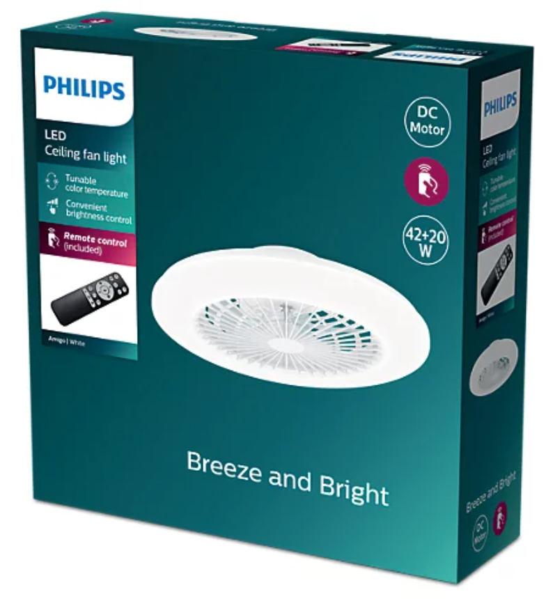 Ventilator mit Philips 60+25W 3000/4400/6500K weißer LED-Deckenlampe - 26062700 Ventilator mit Philips 60+25W 3000/4400/6500K weißer LED-Deckenlampe - 26062700