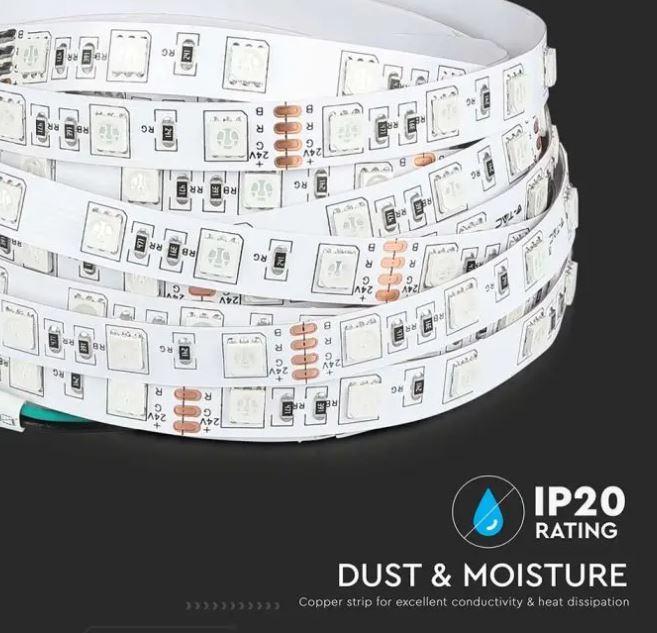 Bande Led 10 mètres V-tac 212592 vt-5050-24V 7W/M RGB