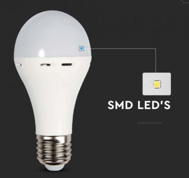 Bombilla LED Utilizable como Linterna E27 9W A70 con Batería 3h 4000K VT-509 - 7010 Bombilla LED Utilizable como Linterna E27 9W A70 con Batería 3h 4000K VT-509 - 7010