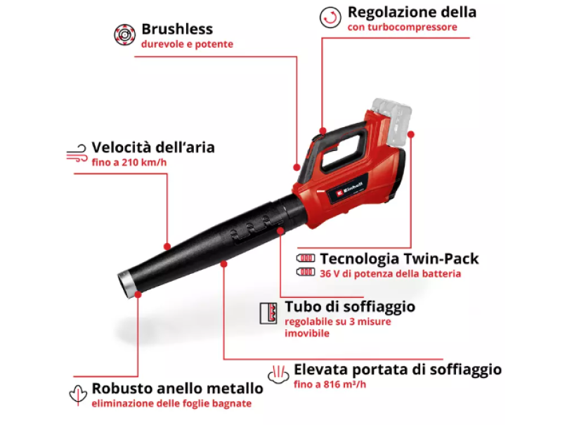 Einhell soplador sin cable GP-LB 36/210 Li E-Solo max 210Km/h 36V - 3433620 Einhell soplador sin cable GP-LB 36/210 Li E-Solo max 210Km/h 36V - 3433620