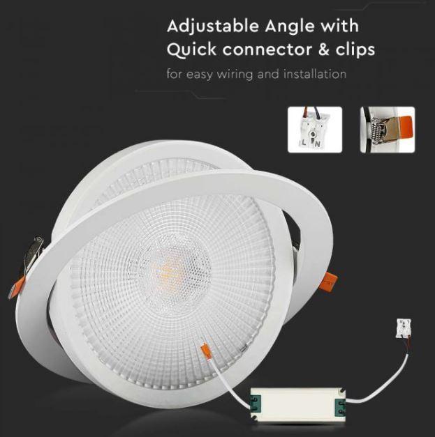 V-tac 20W 3000K weiß VT-2-20 - 21842 Verstellbarer LED-Einbaustrahler V-tac 20W 3000K weiß VT-2-20 - 21842 Verstellbarer LED-Einbaustrahler