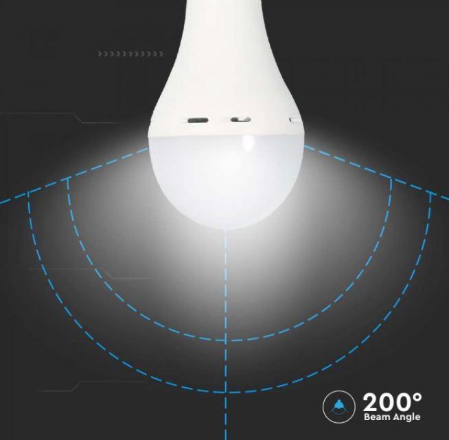 Bombilla LED Utilizable como Linterna E27 9W A70 con Batería 3h 4000K VT-509 - 7010 Bombilla LED Utilizable como Linterna E27 9W A70 con Batería 3h 4000K VT-509 - 7010