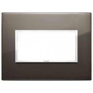 Eikon evo placca 4 moduli  alluminio colore nero zaffiro  21654.06