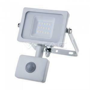 Proiettore led chip samsung 10w luce fredda 6400k con sensore di movimento in pressofusione di alluminio colore bianco vt-10-s 435