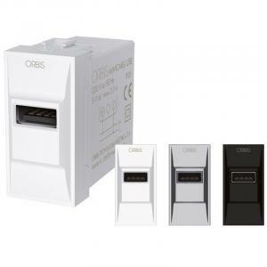 Alimentatore usb 2.1a 5vdc da incasso 1 modulo colore bianco antracite e alluminio ob140602
