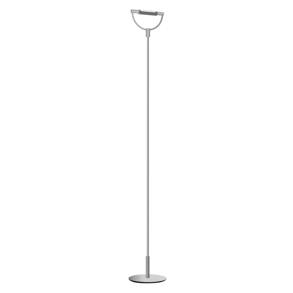 lampada da terra con diffusore cilindrico e base rotonda