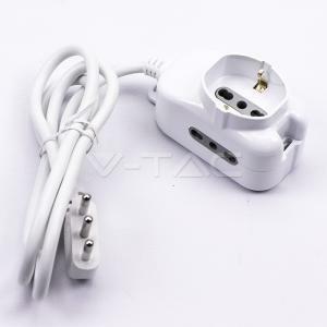 Multipresa 2500w max 2p&#43;t 10/16a bipasso &#43; 1 presa bipasso /schuko in policarbonato &#43; rame colore bianco con cavo da 1.3m 8733