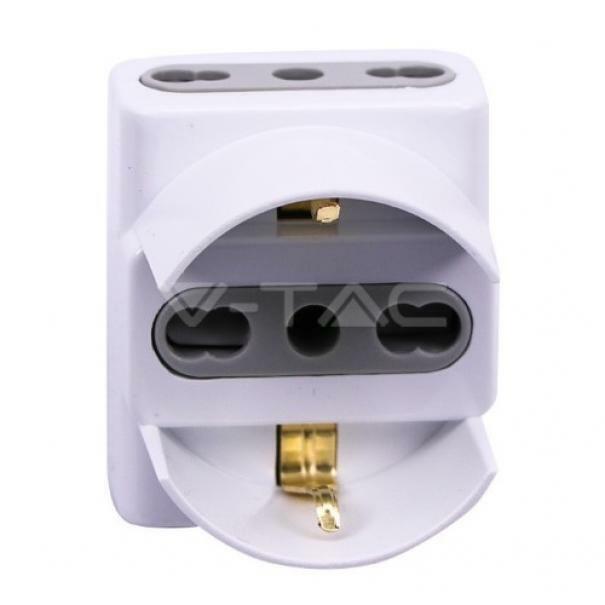 v-tac v-tac adattatore spina 16a 2 prese 10/16a bipasso+1 bipasso/schuko 8724 - foto 1