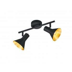 Italia nina barra 2 spots attacco piccolo e14 in metallo colore nero/oro r80162002