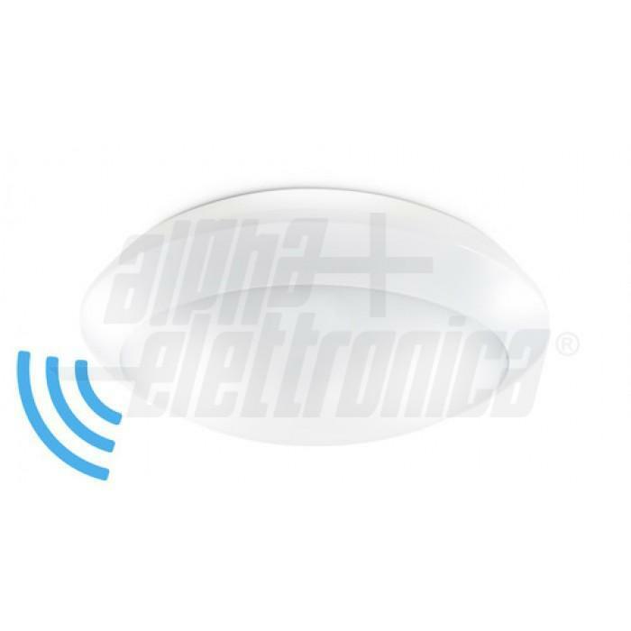 Plafoniera led Alpha Elettronica lampada di emergenza + sensore di movimento 16W 4000K IP65 bianco - JO397/025NW 01
