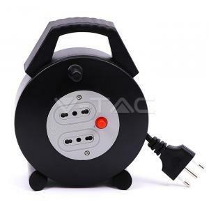 Avvolgicavo 2200w 2 prese bipasso 10/16a con protezione termica ripristinabile cavo 5mt colore nero 8700