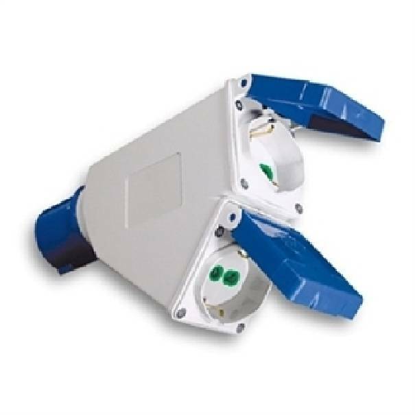 fanton fanton adattatore industriale ip44 da spina 2p+t 16a cee blu a 2 prese 2p+t 16a bipasso/standard ted. 73104 - foto 1