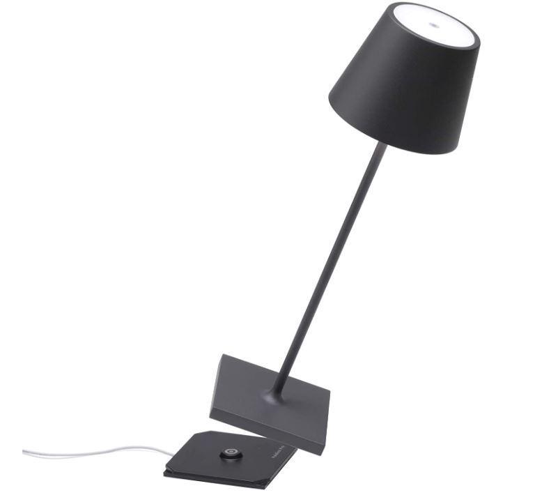 zafferano zafferano poldina pro lampada da tavolo led ricaricabile 2,2w 3000k ip54 grigio scuro ld0340n3 - foto 1