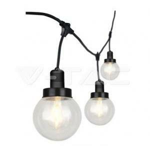 Catenaria 3m con 6 luminarie nere opache e27 ip65vt-720s 8971