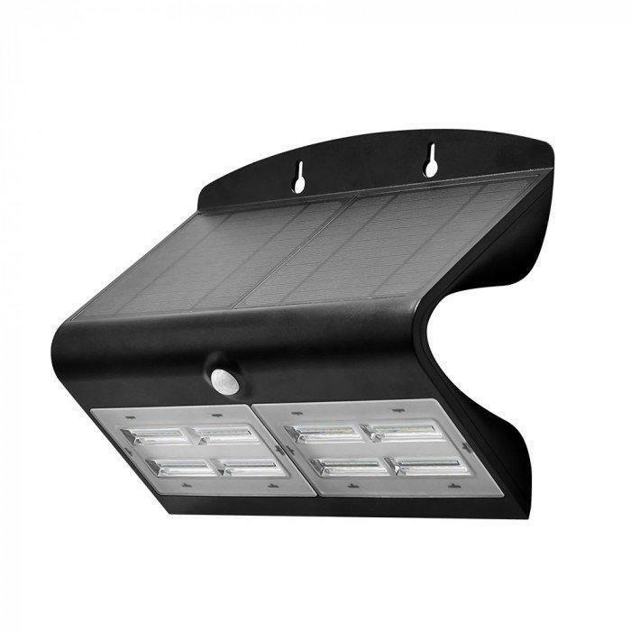 v-tac v-tac segnapasso led solare da muro a batteria 6,8w con sensore pir 4000k ip65 nero  8279 - foto 1