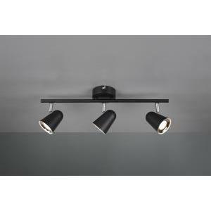 Toulouse barra 3 spots led nero satinato con bordo cromato l. 48cm r82123132