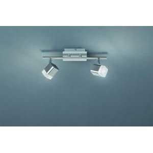 Roubaix barra 2 spots led quadrati metallo acciaio satinato l.30cm r82152107