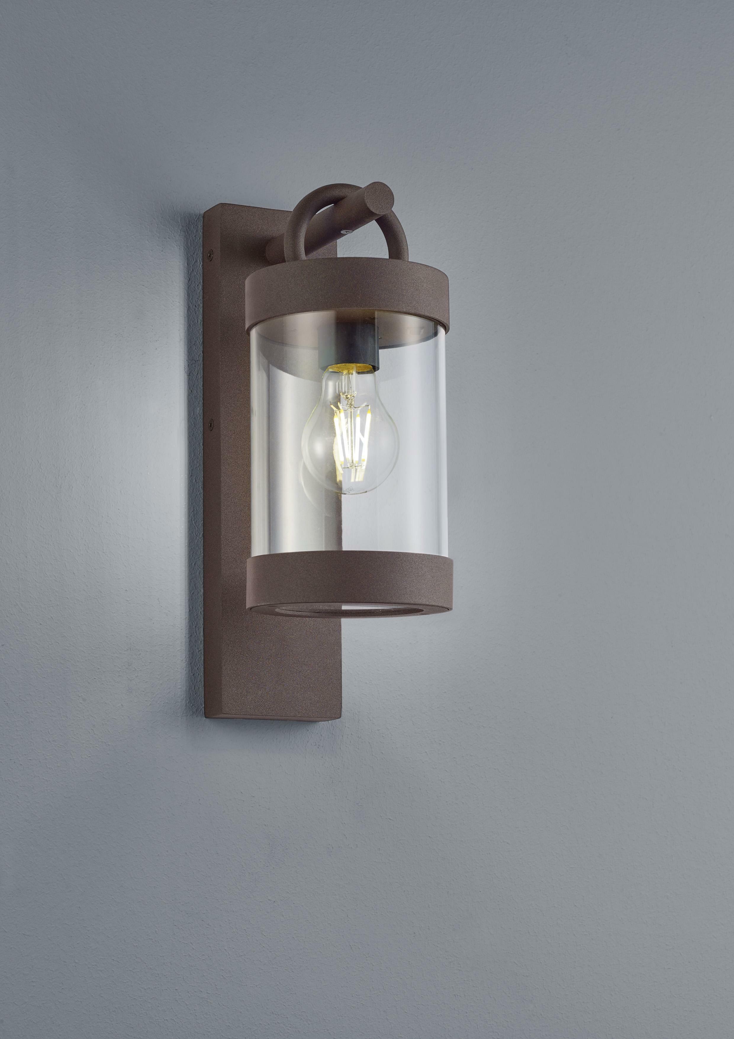 trio lighting sambesi applique led da esterno lanterna con sensore crepuscolare metallo ruggine h. 33cm 204160124 - foto 1
