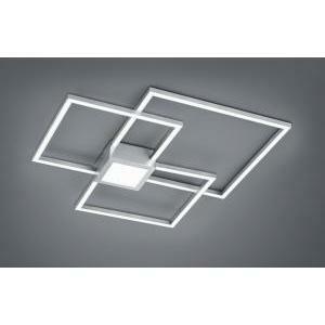 Hydra plafoniera led metallo acciaio triplo quadrato+luce centrale dimmerabile con interr. l. 66x66cm 676210407