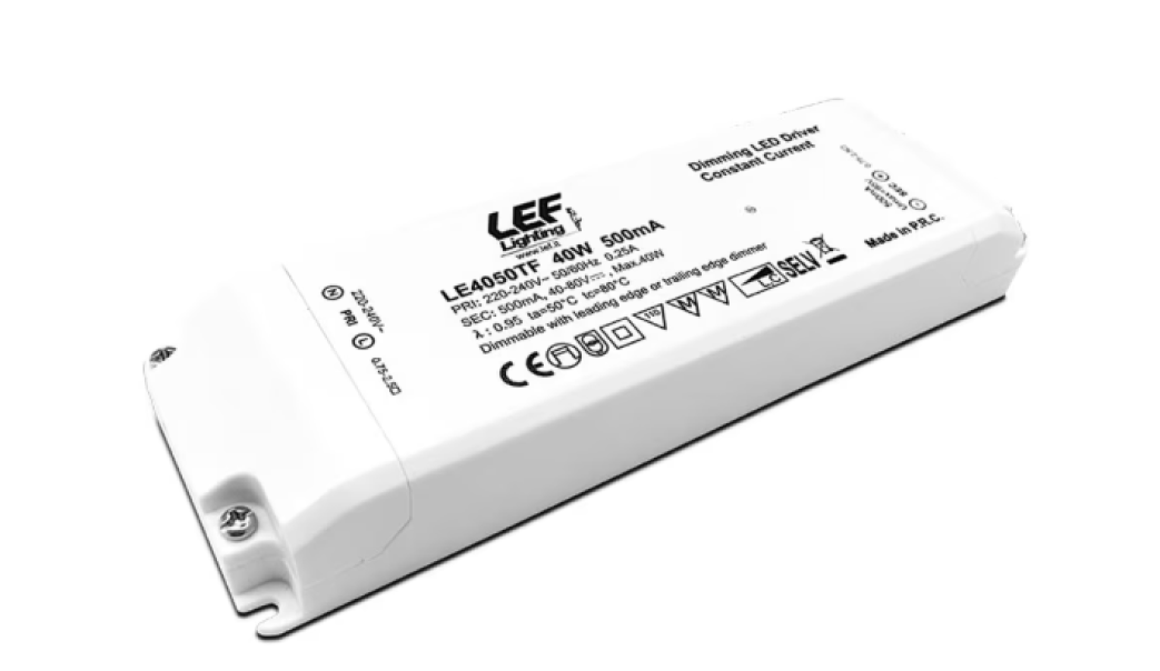 Alimentatore LED Lef CC 500u202fmA 20u201140u202fW 40u201380u202fV IP20 Dimmerabile - LE4050TF 01