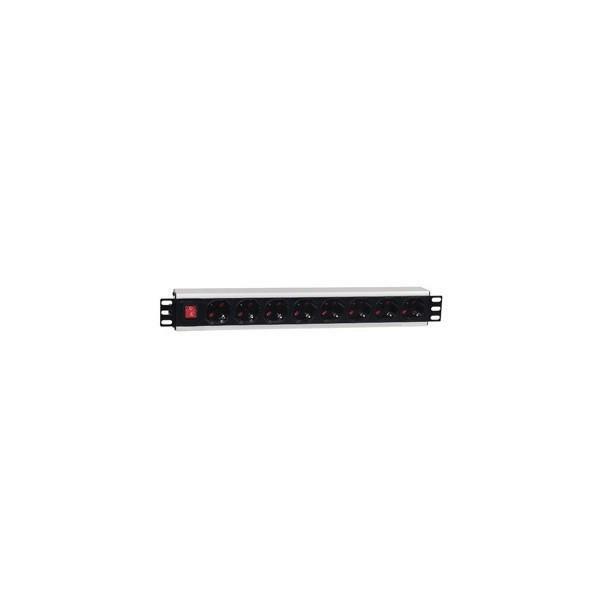 4power 4 power canalina alimentazione da 8 prese 10/16 a in alluminio colore nero con interruttore luminoso mp900408il01 - foto 1