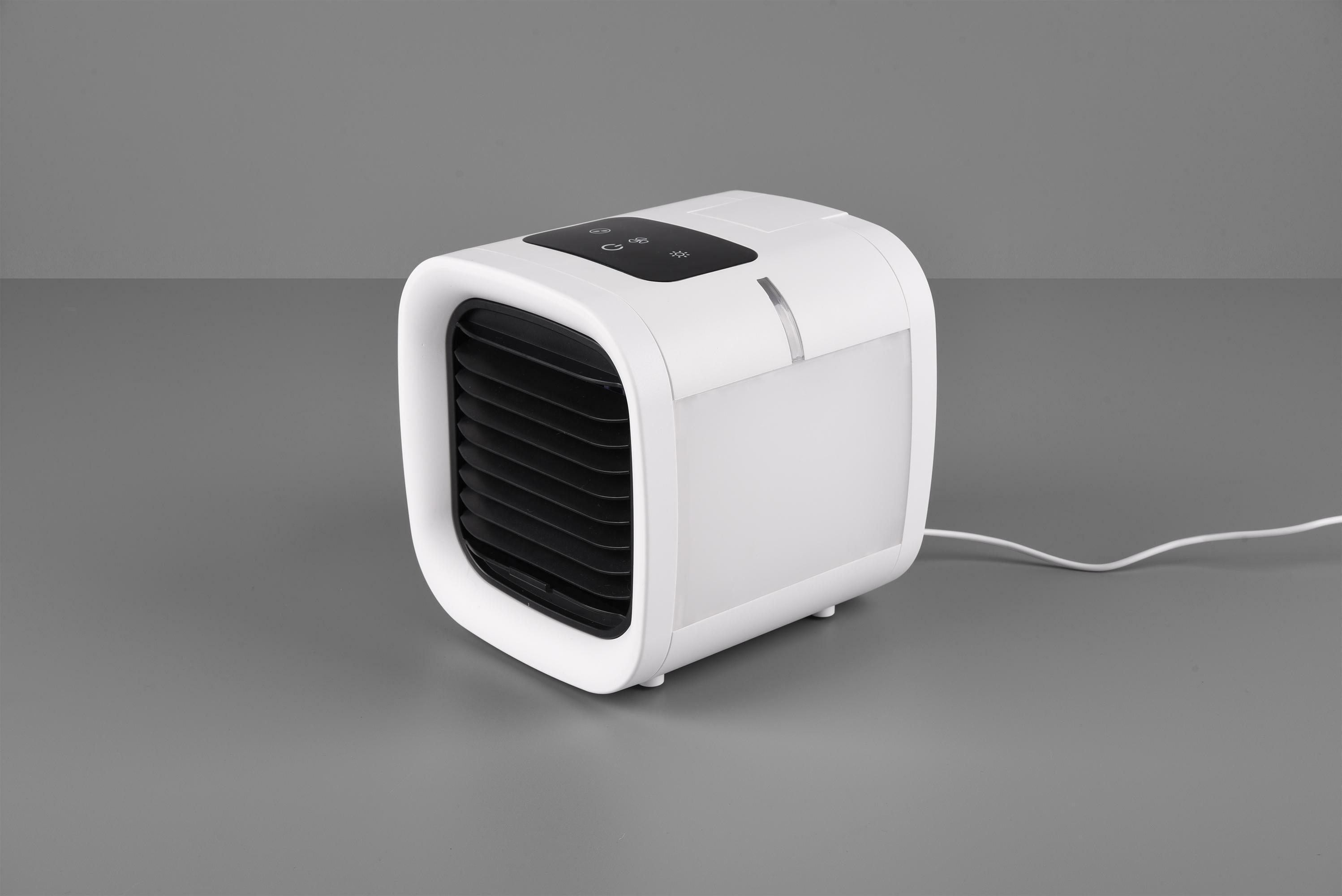 trio lighting icecube ventilatore da tavolo cubo bianco ricaricabile usb touch display effetto colorato rgb con serbatoio acqua per effetto nebulizzatore h.17,5cm r031-01 - foto 1