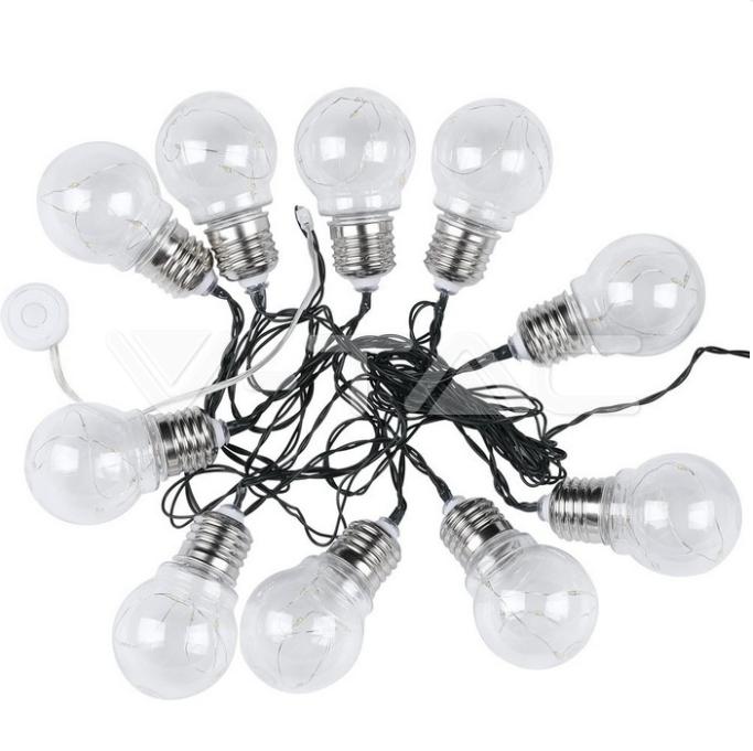 Catenaria solare led V-Tac 10 lampadine 1W 3000K 2 metri VT-71010 - 8559 01