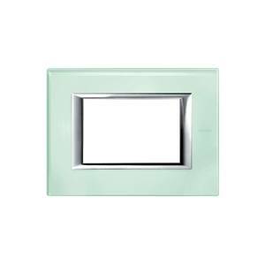 Placca Vetro Effetto Lucido Bianco Per Bticino Axolute - 3 Posti, Prese Elettriche Da Incasso - Foto 2