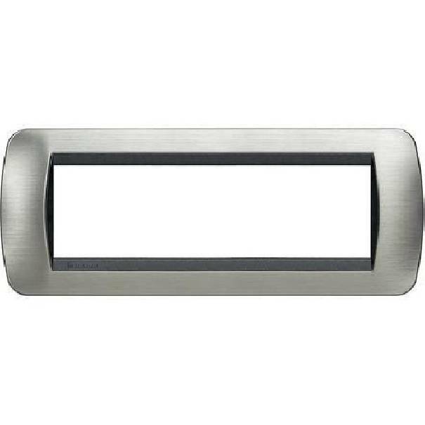 bticino bticino living international placca 7 moduli colore acciaio spazzolato l4807acs - foto 1