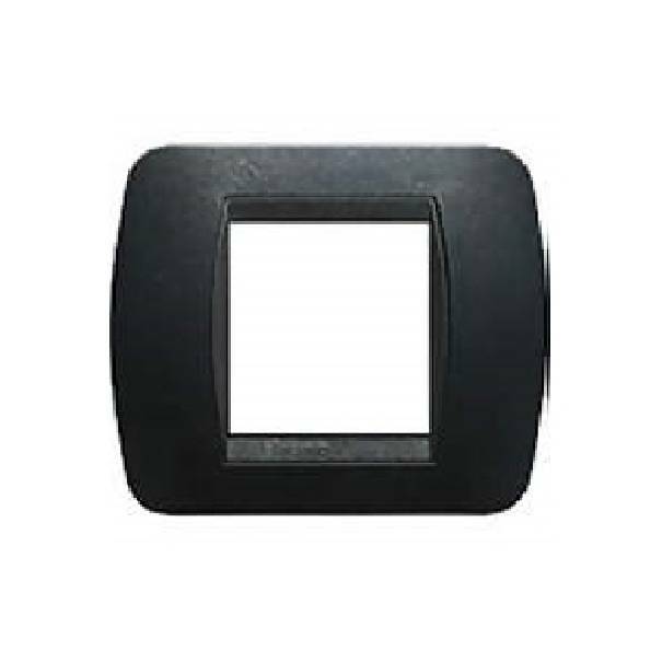 bticino bticino livinglight placca 2 moduli plastica colore acciaio scuro cornice nera l4802pa - foto 1