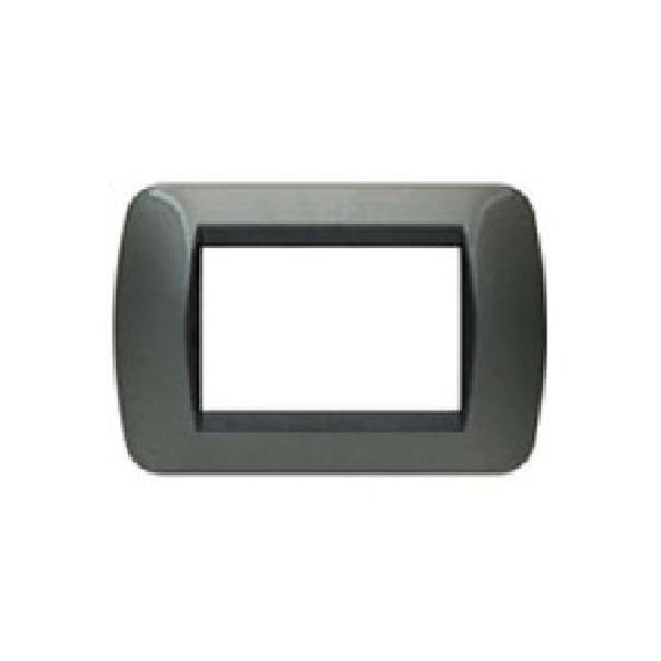 bticino bticino livinglight placca 3 moduli color acciaio scuro cornice nera l4803ac - foto 1