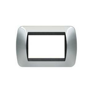 Livinglight placca 3 moduli colore cromo lucido cornice nera l4803cr