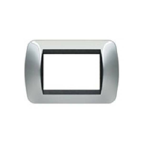 bticino bticino livinglight placca 3 moduli colore cromo lucido cornice nera l4803cr - foto 1