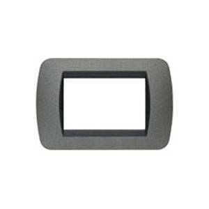 Livinglight placca 3 moduli colore grafite cornice nera l4803gf