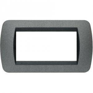 Livinglight placca 4 moduli colore grafite cornice nera l4804gf