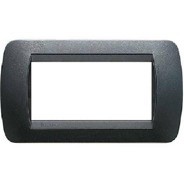 bticino bticino livinglight placca 4 moduli colore acciaio scuro cornice nera l4804pa - foto 1