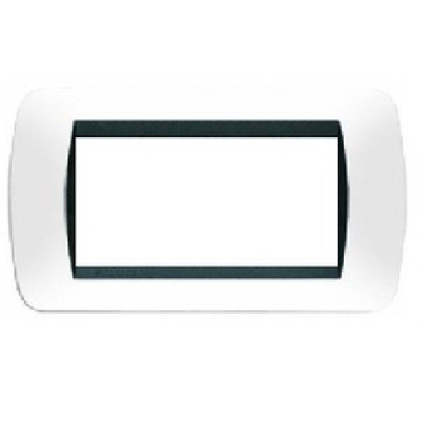 bticino bticino livinglight placca 4 moduli colore bianco in plastica cornice nera l4804pb - foto 1