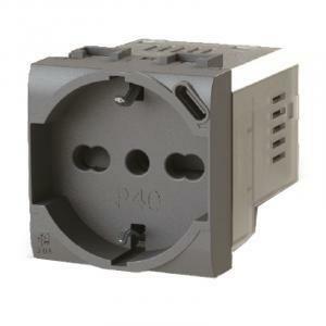 Presa schuko p40 con usb con connettore tipo c 3.0a per vimar arkè colore grigio 4b.v19.p40.usb