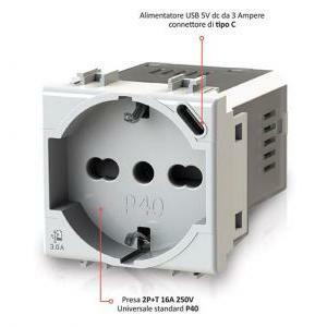 4box presa p40 usb 3.0a per bticino livinglight bianca 4b.n.p40.usb