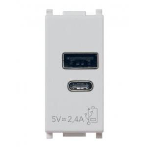 Presa usb a+c  plana 14292.ac.sl-5v 2,4a 1m silver