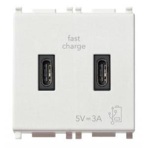 Presa usb  c+c  plana 14295.cc -5v 3a 2m bianca