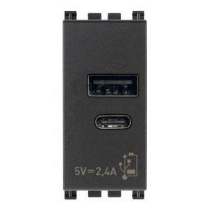 Arkè presa usb a+c 5v 2,4a 1 modulo colore grigio 19292.ac