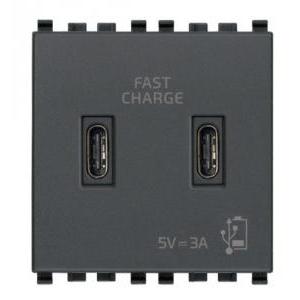 Presa usb c+c  eikon 20295.cc-5v 3a 2m grigia