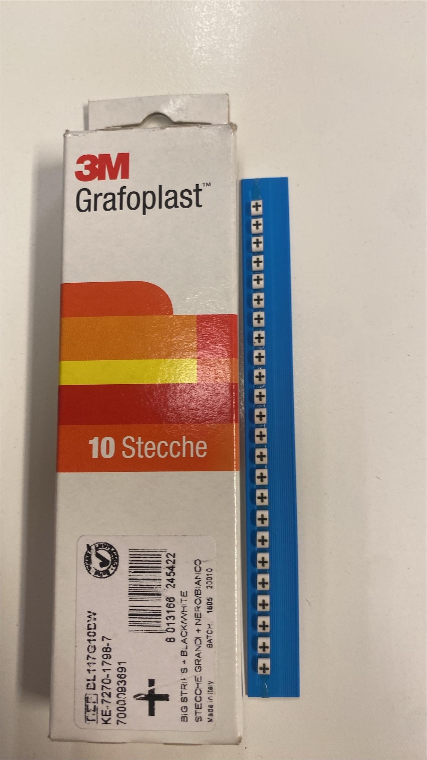 confezione 3m grafoplast 10 stecche segnaletiche adesive con marcatori simbolo piu
